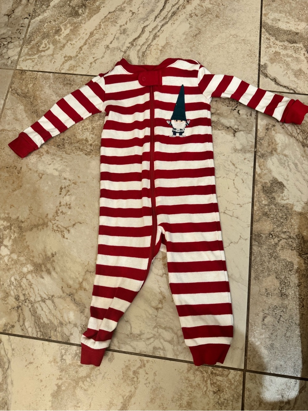 Gymboree Red and White Striped Footed One-Piece with Holiday Pajamas
